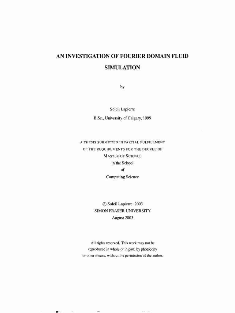 An Investigation of Fourier Domain Fluid Simulation | PDF | Navier ...