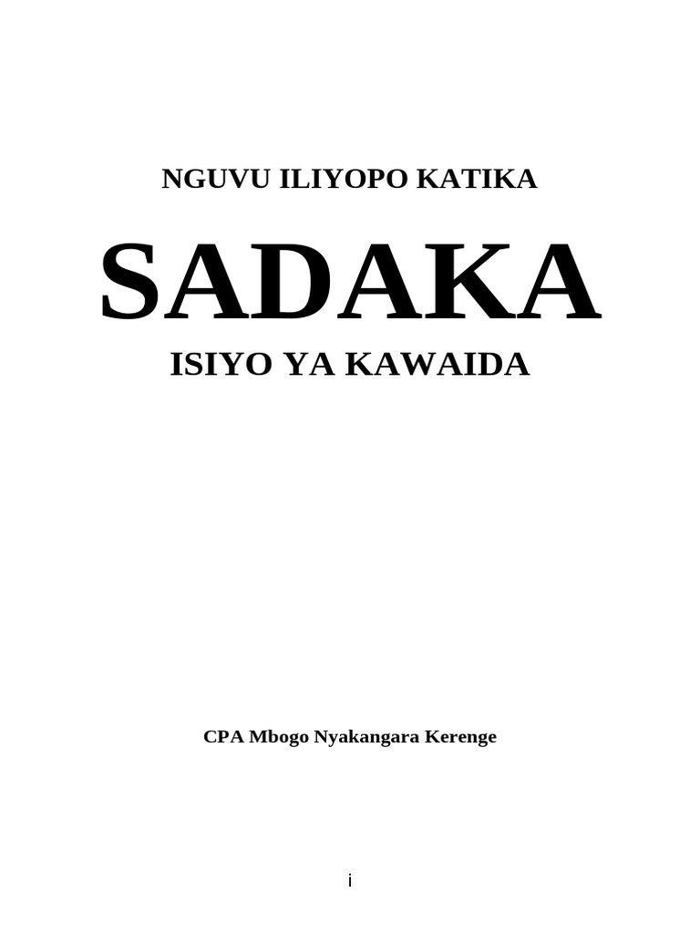 Nguvu Ya Sadaka Book | PDF