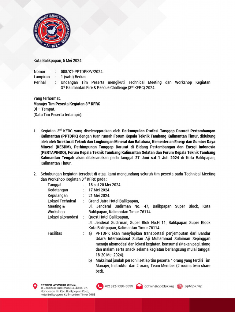 008.undangan Mengikuti Technical Meeting & Workshop - 3rd KFRC - PPTDPK ...