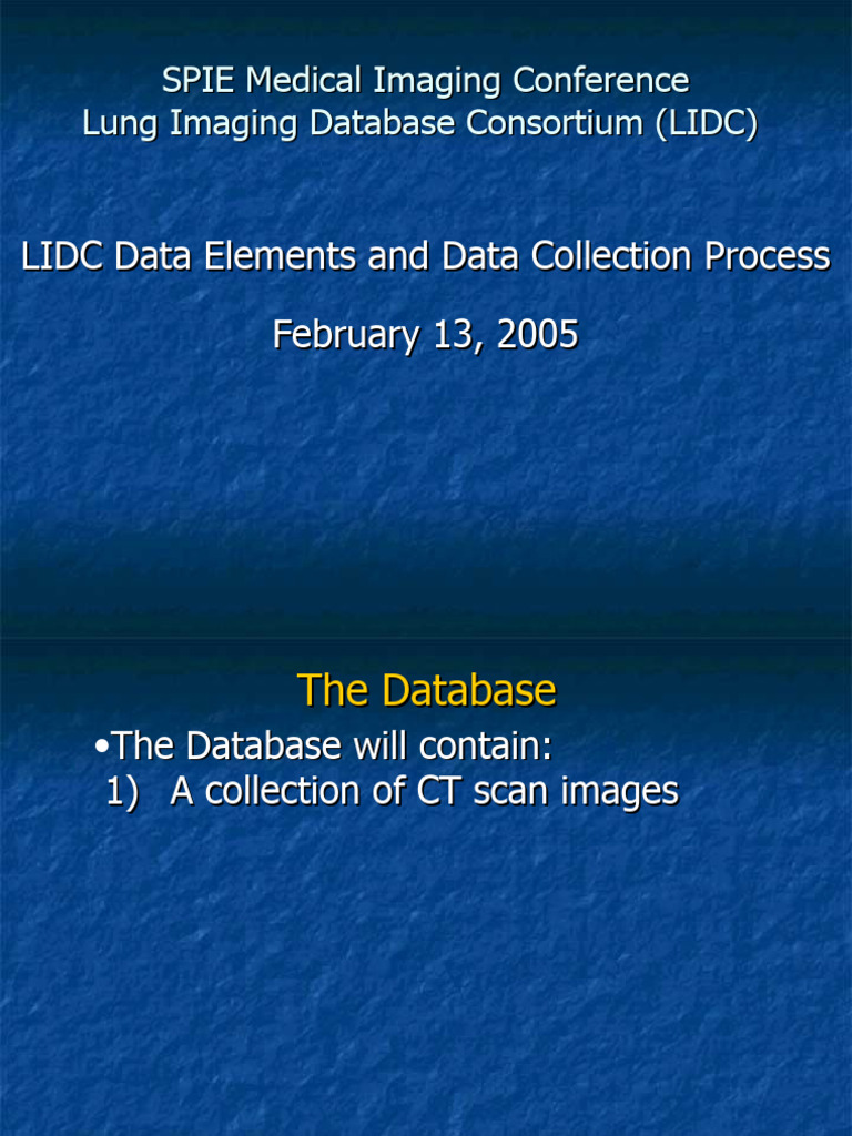 LIDC DataElements Overview | PDF | Ct Scan | Imaging