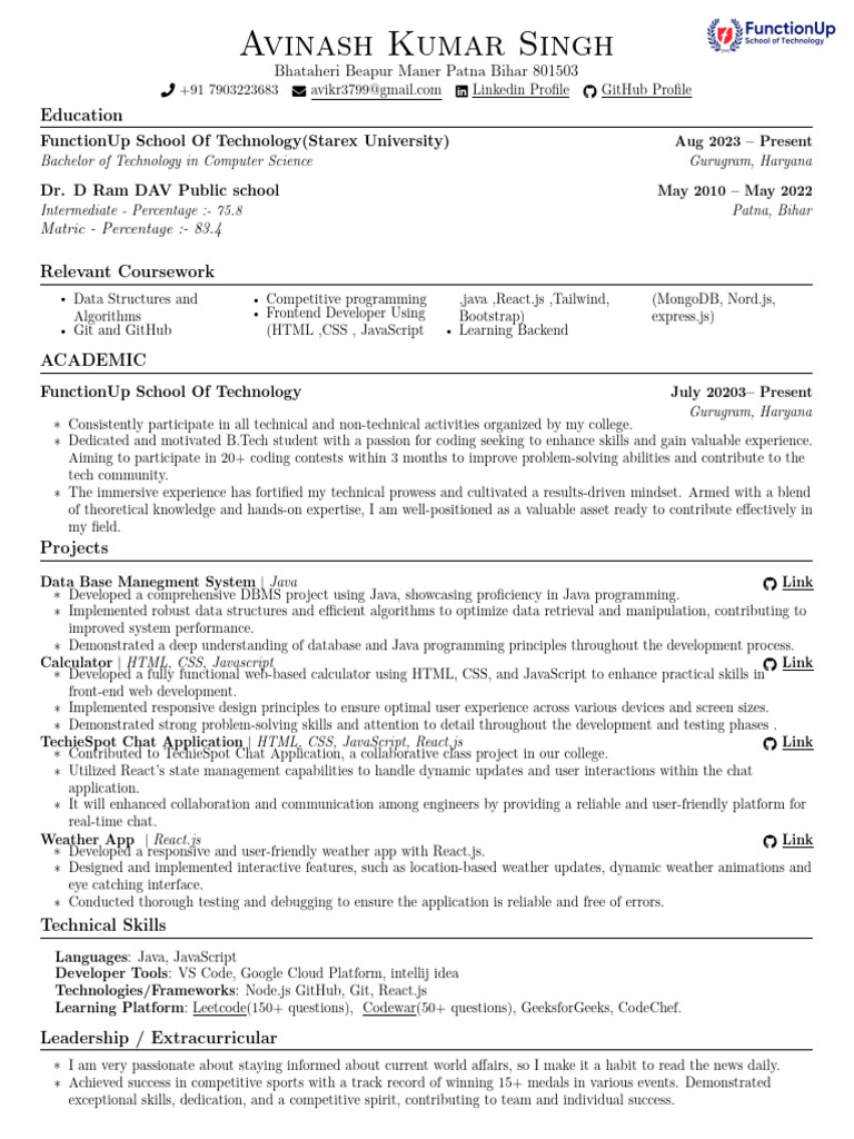 Avinash Kumar's GitHub and Projects | PDF | Software Engineering ...