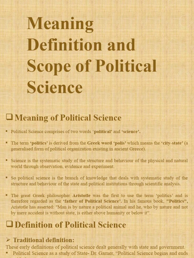 654c6d37ae1be - Meaning Definition and Scope of Political Science | PDF ...