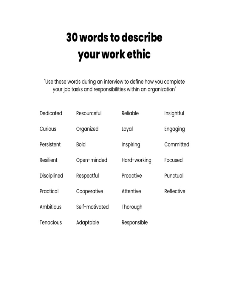 Interview Descriptive Words Guide | PDF | Extraversion And Introversion ...