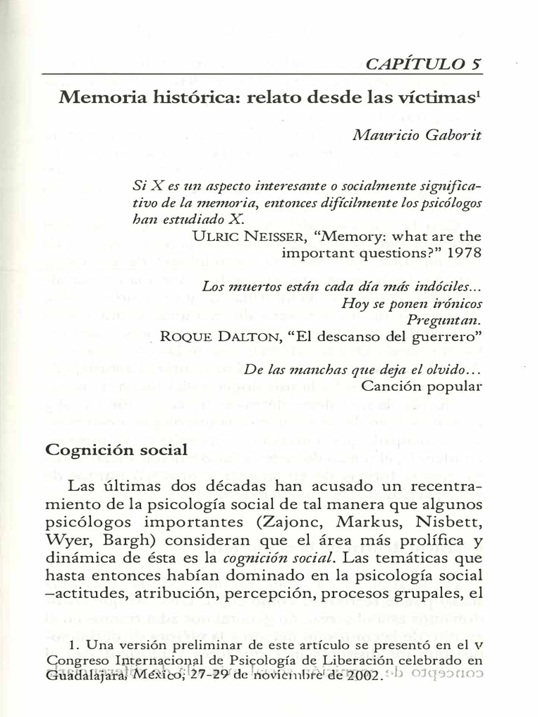 4 Gaborit Memoria Histórica Relato Desde Las Víctimas PDF Memoria