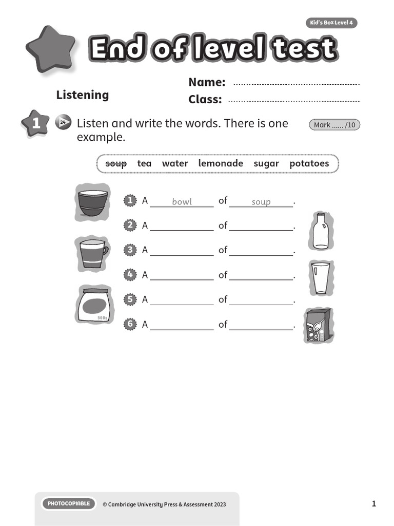 Kid's Box Level 4 Listening Test | PDF