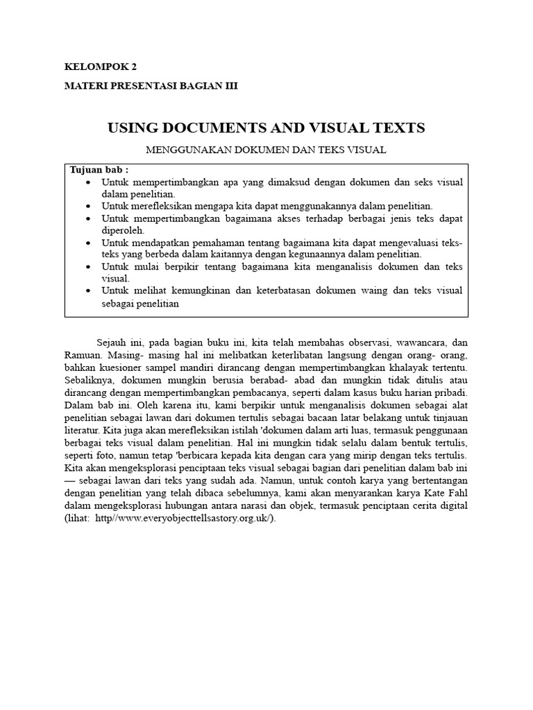 Materi bagian 2 using documents and visual text pdf