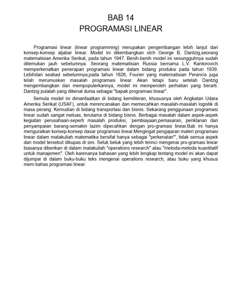 Dasar Programasi Linear dan Aplikasinya | PDF