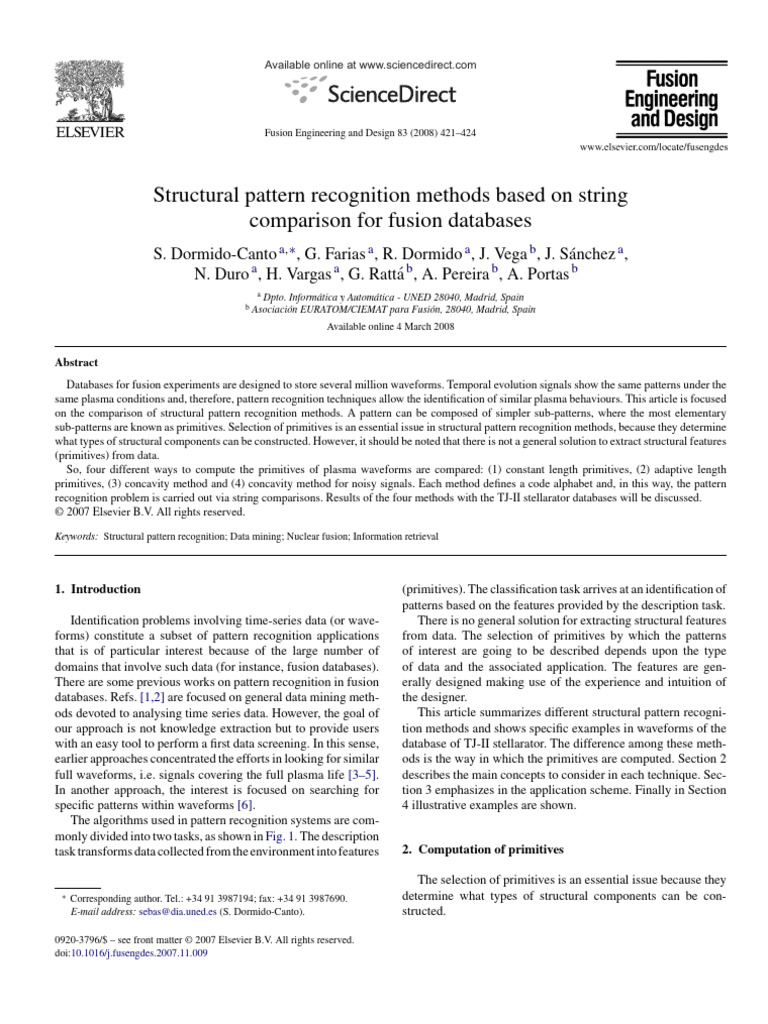 Pattern Recognition in Fusion Databases | PDF | Pattern Recognition | Data