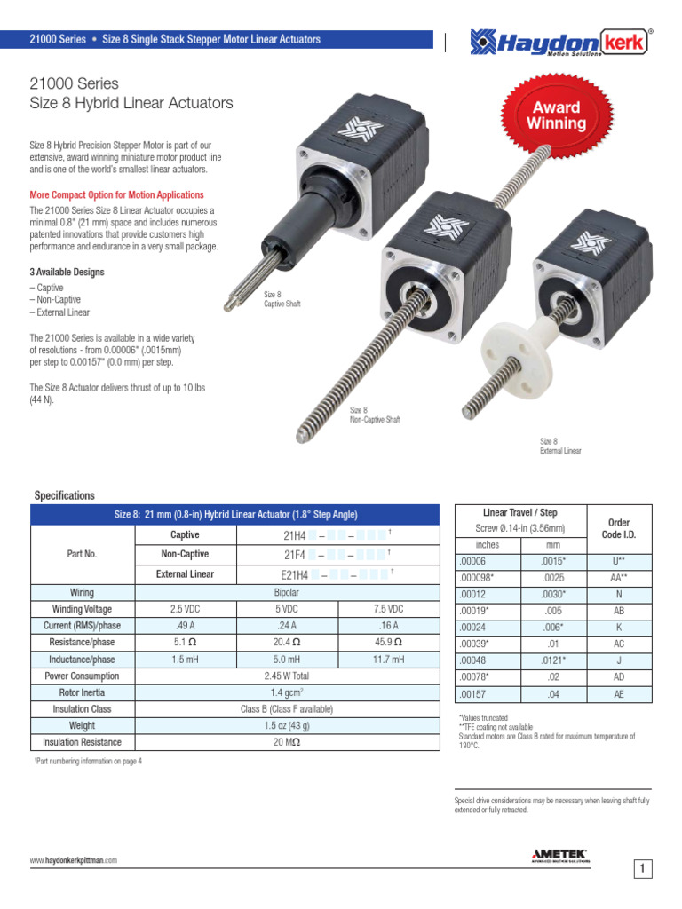 HK Linear Actuators | Download Free PDF | Electric Motor | Actuator