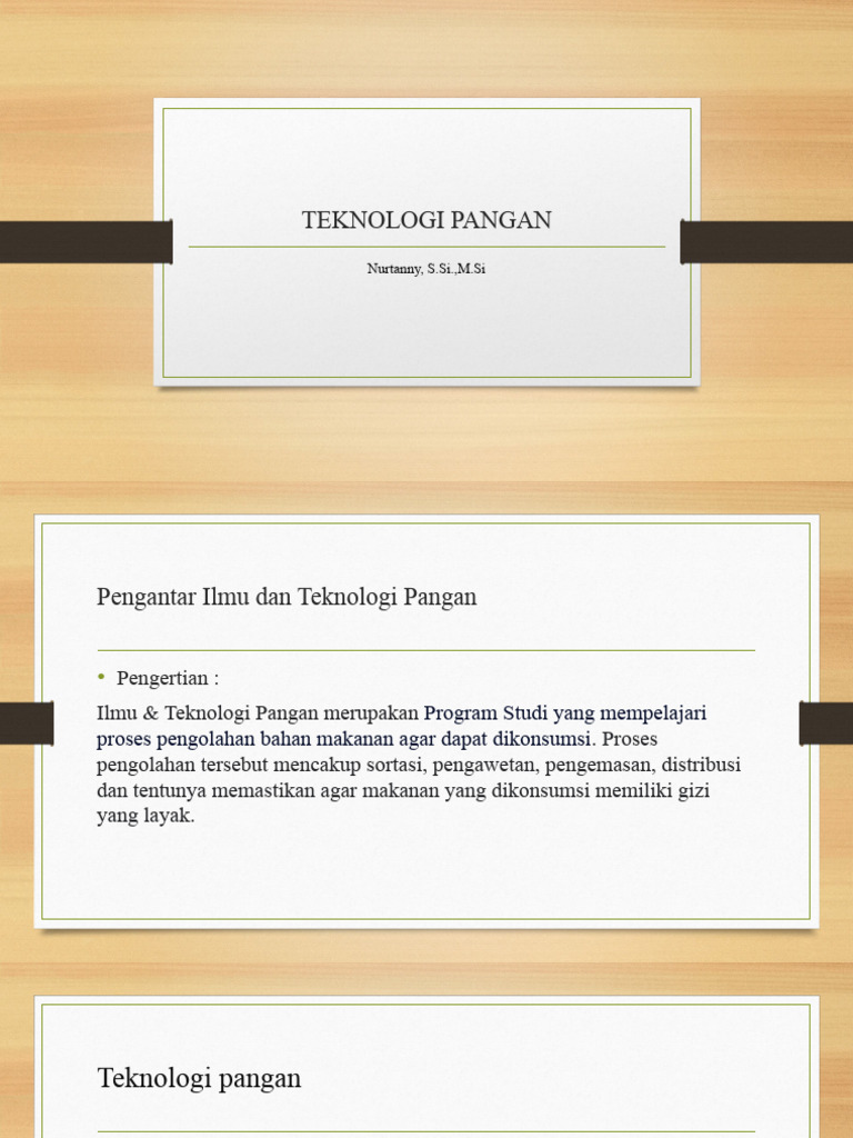 Teknologi Pangan Pert I | PDF | Kesehatan Holistik