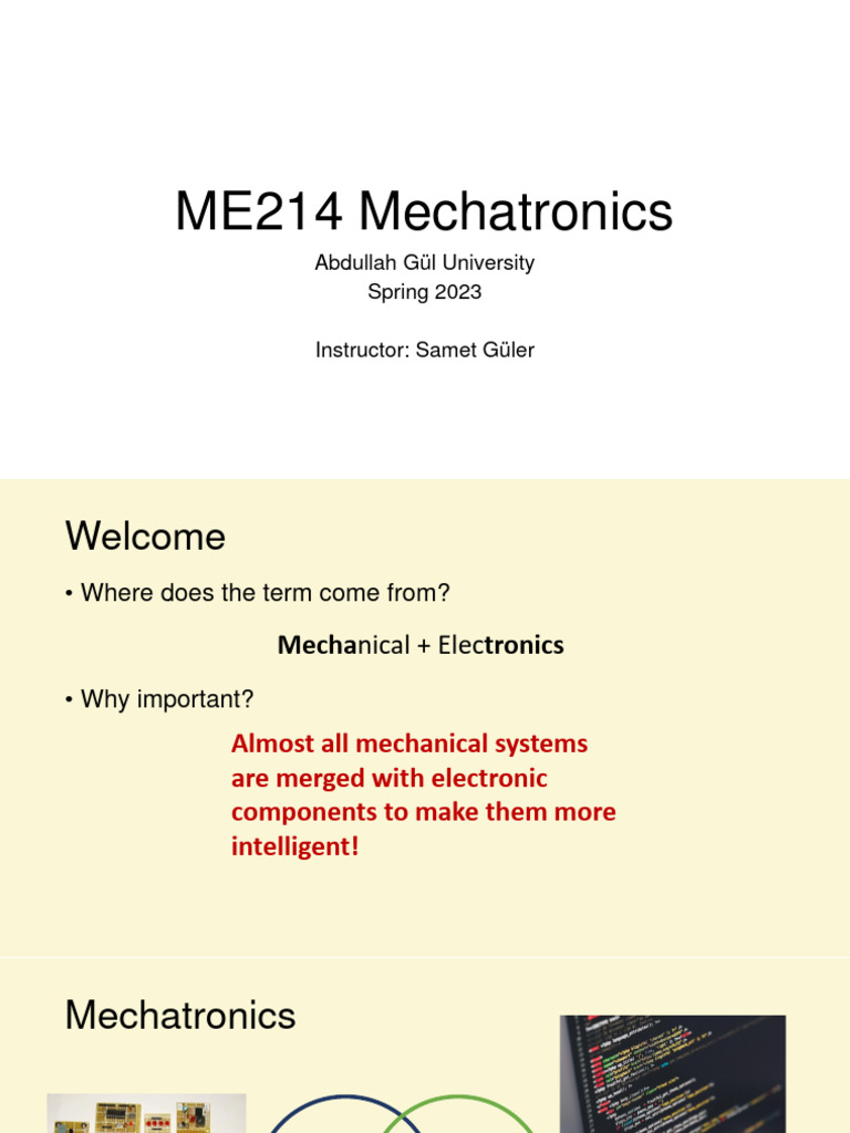 Introduction to Mechatronics Basics | PDF | Mechatronics | Electrical ...
