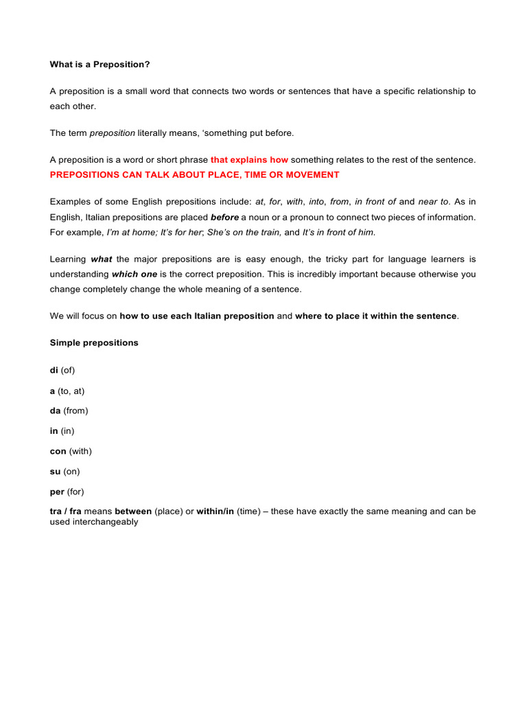 WHAT IS A PREPOSITION intelligence overview