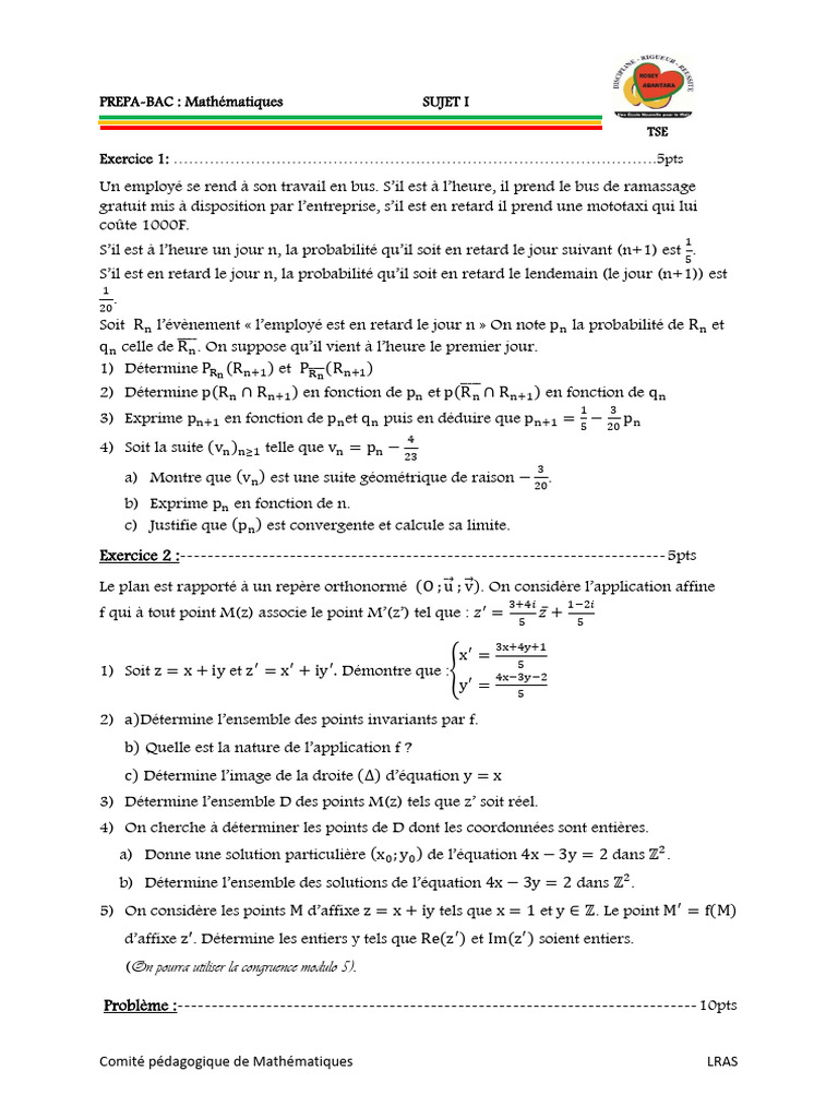 Prépa Bac Mathématiques: Exercices et Problèmes | PDF | Limite ...
