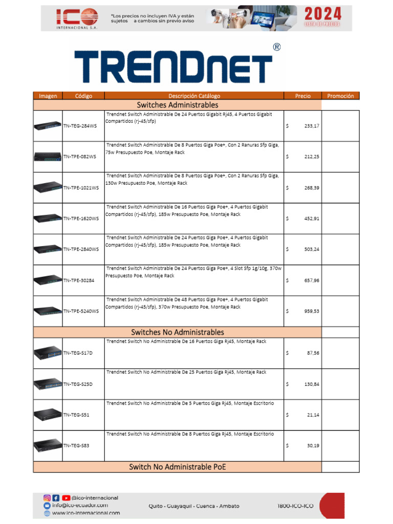 Switches y Equipos Trendnet: Catálogo Completo | PDF | Ingenieria ...