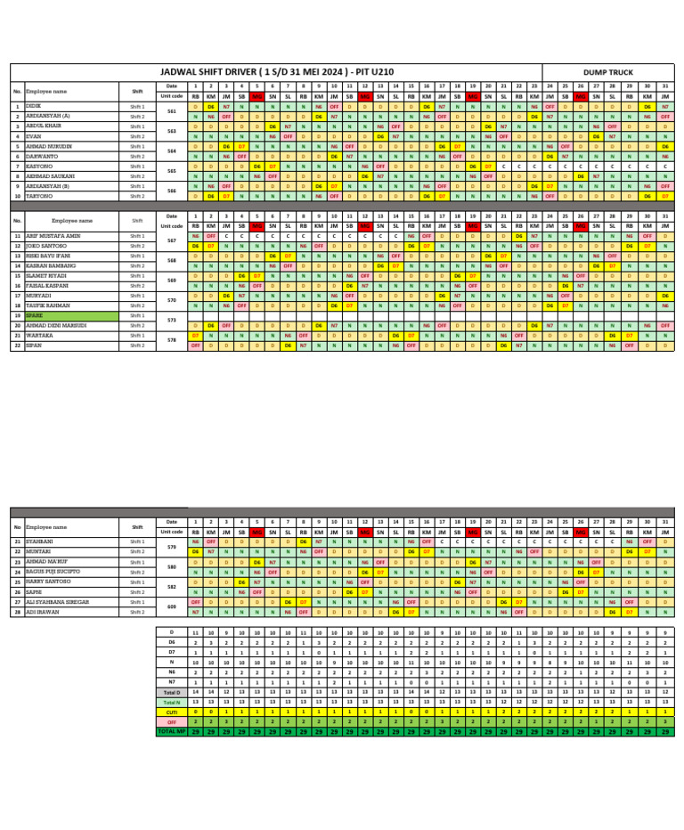 Driver Shift Schedule May 2024 | PDF
