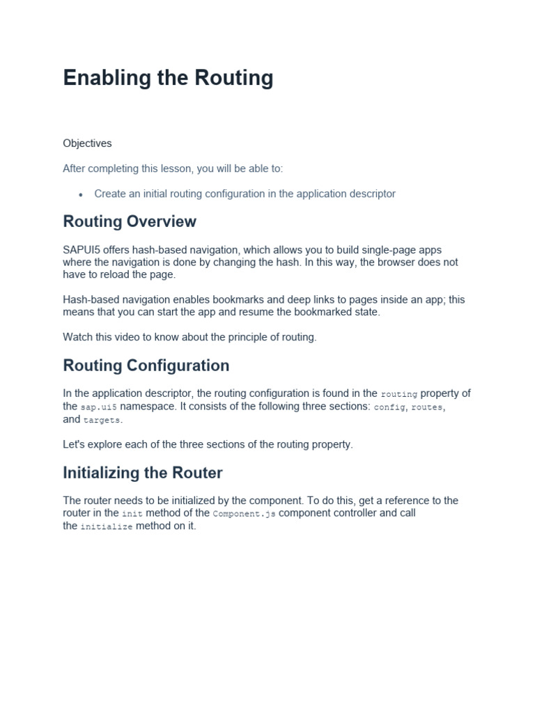 SAPUI5 Routing Configuration Guide | PDF | Parameter (Computer ...