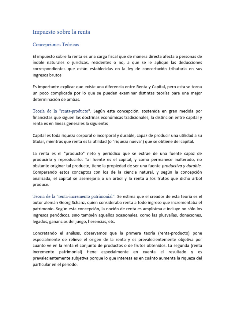 Teorías y Críticas del Impuesto a la Renta | PDF | Impuestos | Economias