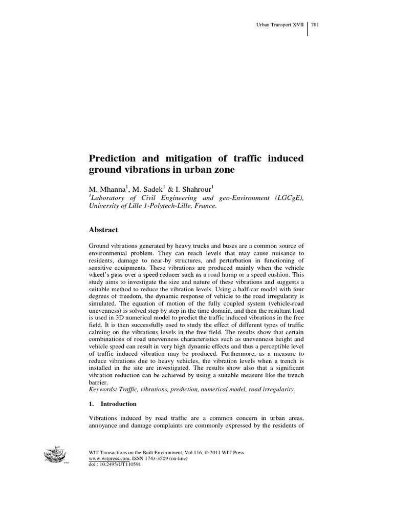 Traffic Induced Vibrations | PDF | Waves | Classical Mechanics