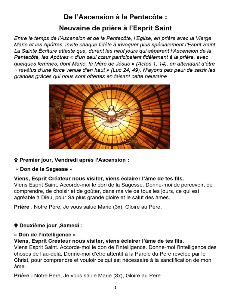 Neuvaine à l'Esprit Saint | PDF | Saint-Esprit | Notre Père