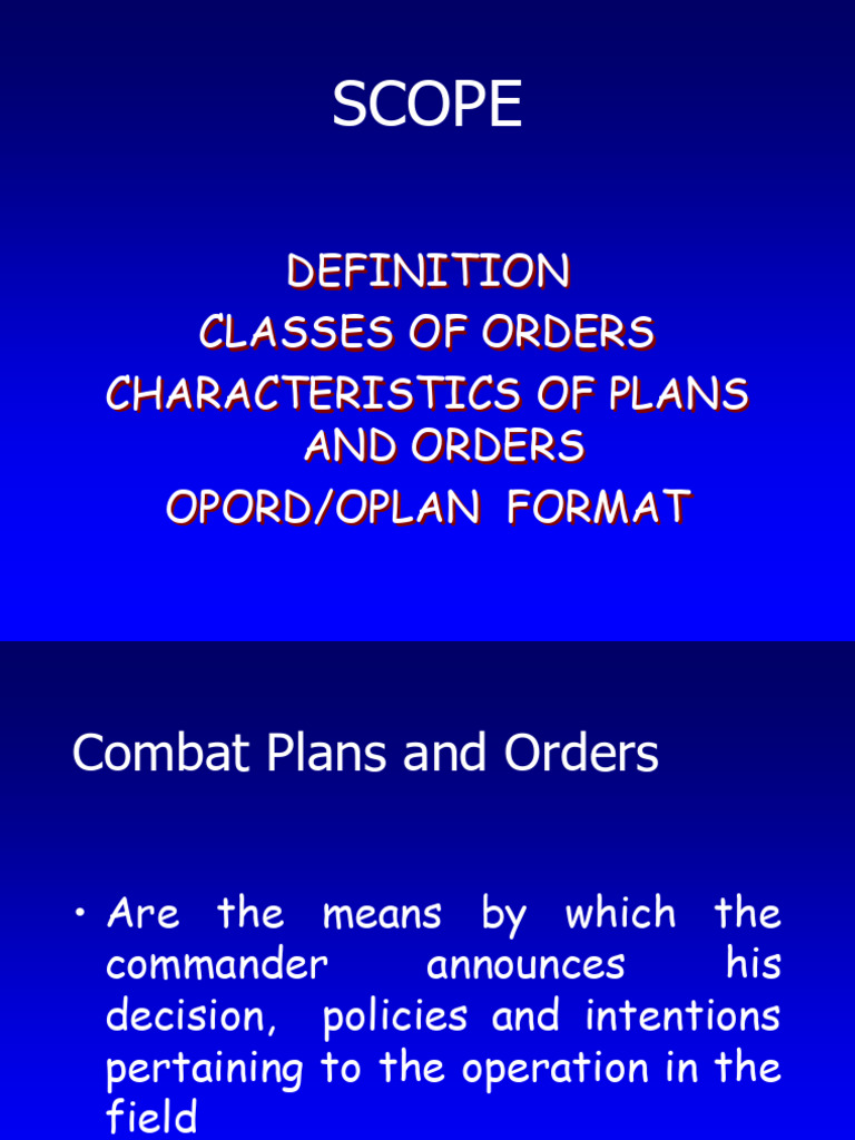 Military Plans and Orders Overview | PDF | Platoon | Military