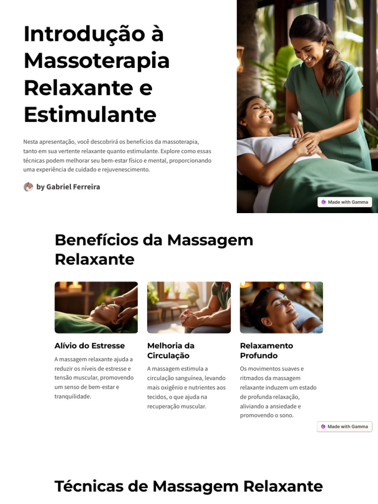 Benefícios da Massoterapia Relaxante e Estimulante | PDF | Massagem ...