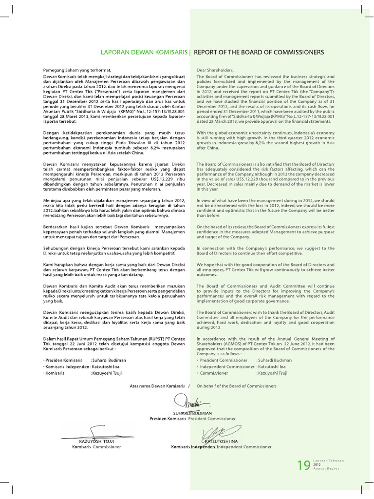 3-Report of The Board of Commissioner & Directors | PDF