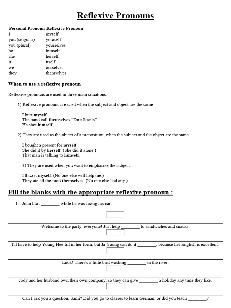 Reflexive Pronouns | PDF | Pronoun | Linguistic Typology