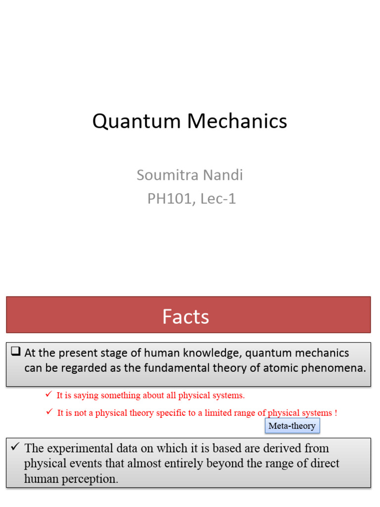 Quantum Mechanics Lec1 | PDF | Quantum Mechanics | Physics