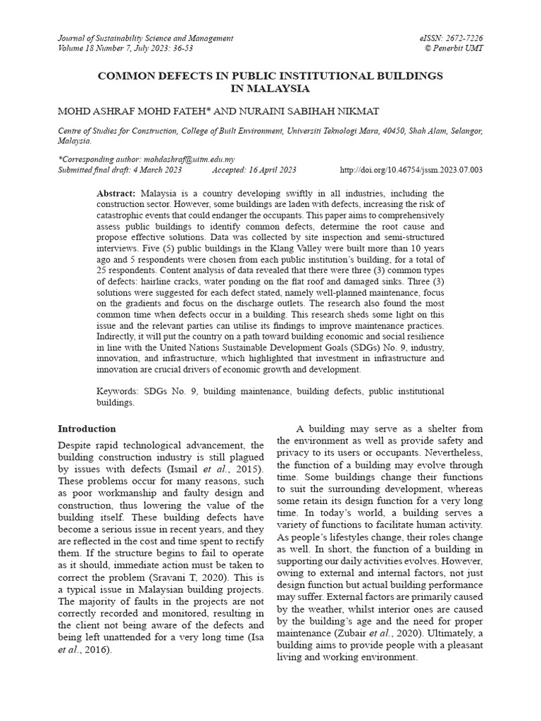 Malaysian Public Building Defects | PDF | Concrete | Mold