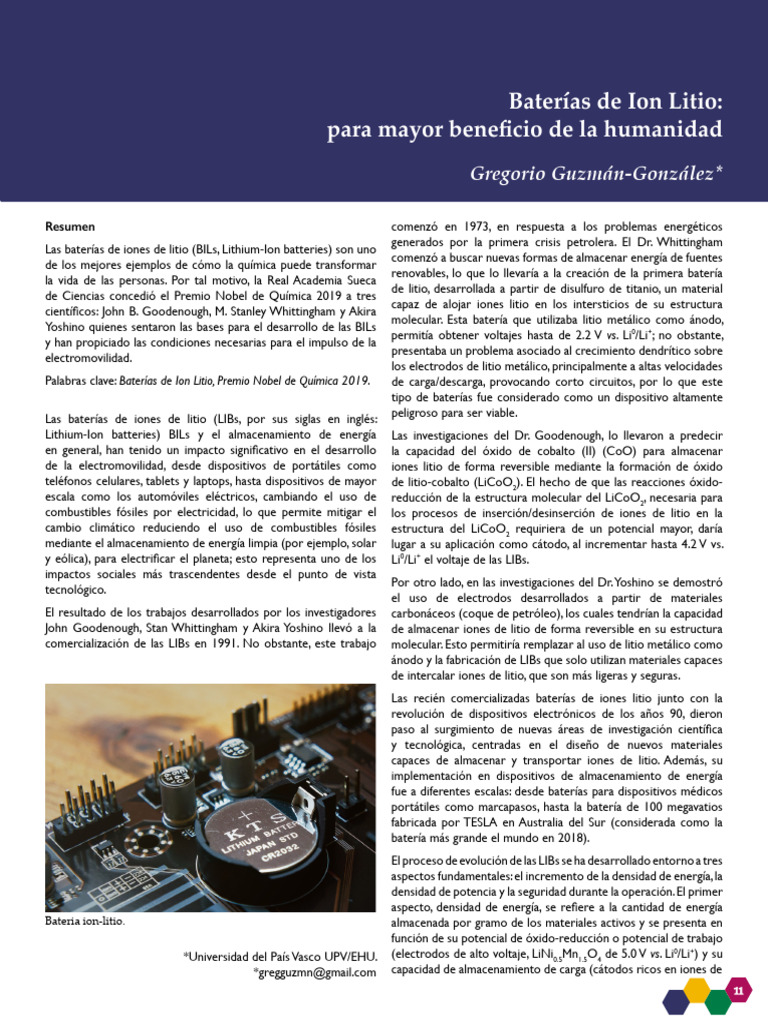 Impacto de las Baterías de Litio | PDF | Batería de iones de litio ...