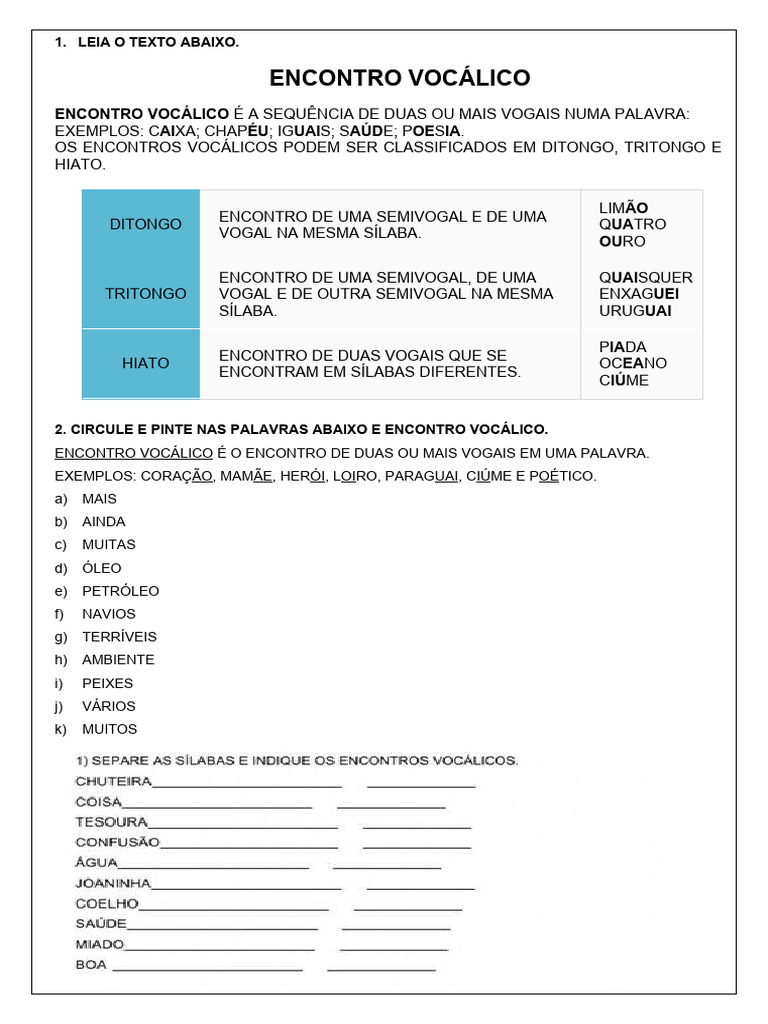 Encontro Vocálico Editando | PDF | Estudos de Línguas Estrangeiras ...
