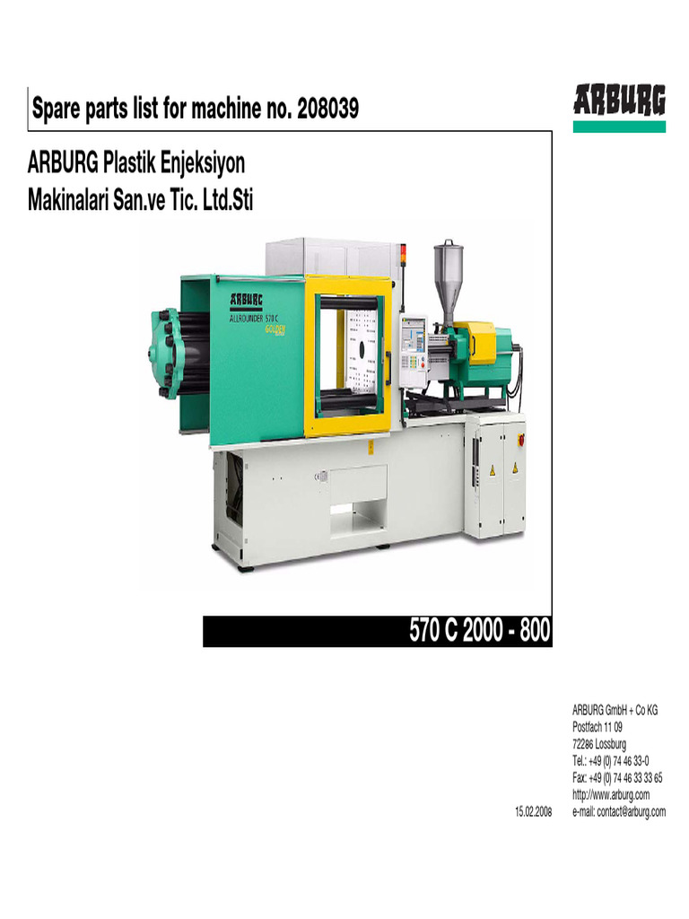 ARBURG 570 C Spare Parts List | PDF | Screw | Electrical Connector