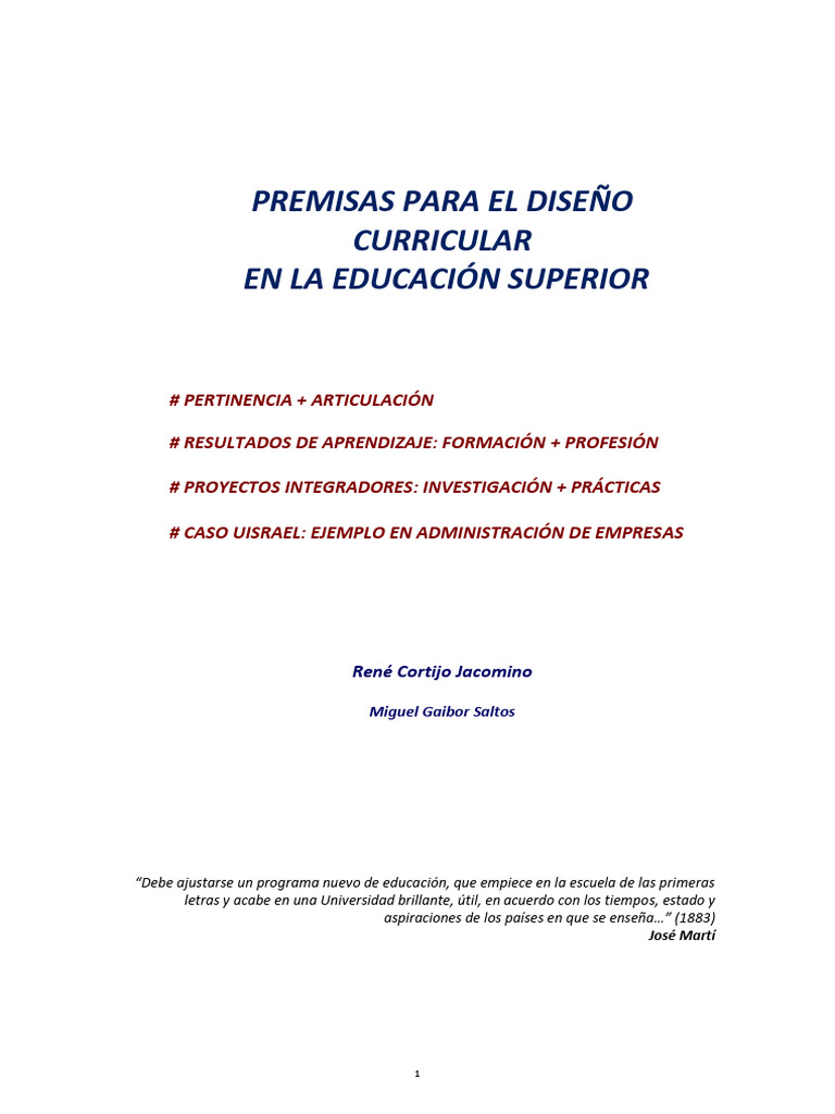 Diseño Curricular en Educación Superior | PDF | Plan de estudios ...