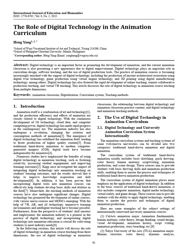 The Role of Digital Technology in The Animation Cu | Download Free PDF ...