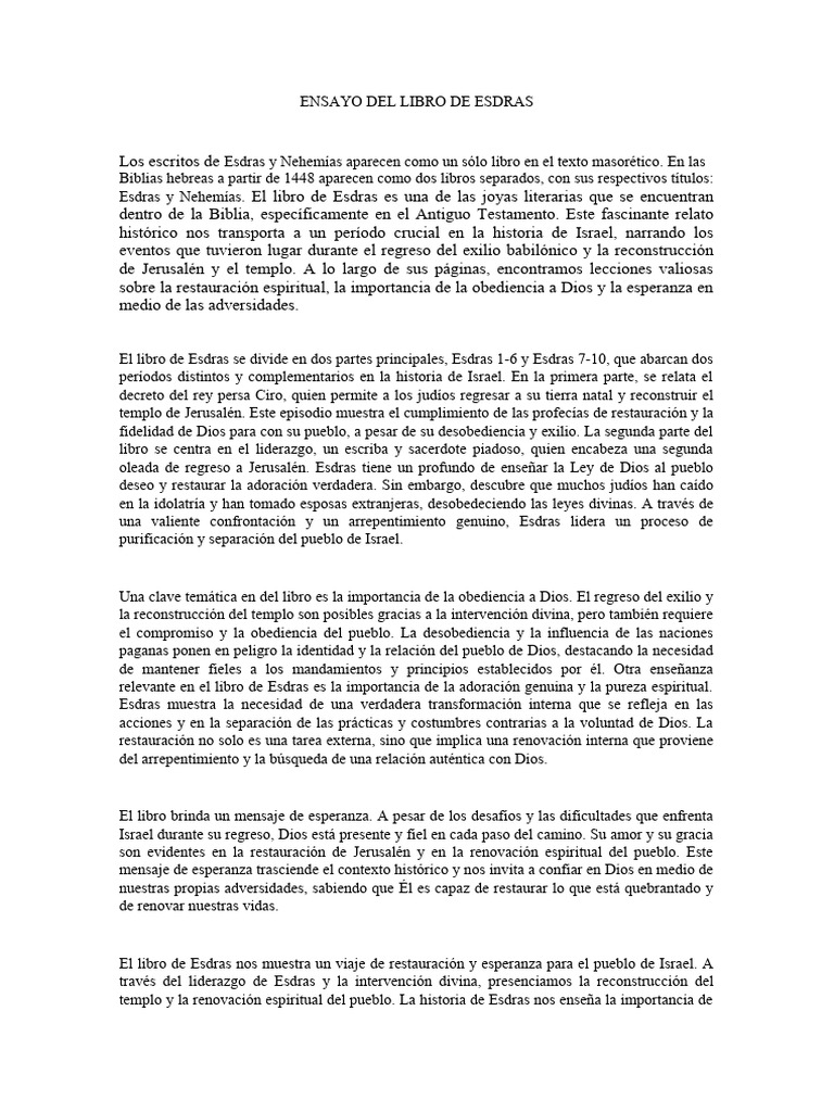 Lecciones del Libro de Esdras | PDF | Ezra | Creencia religiosa y doctrina