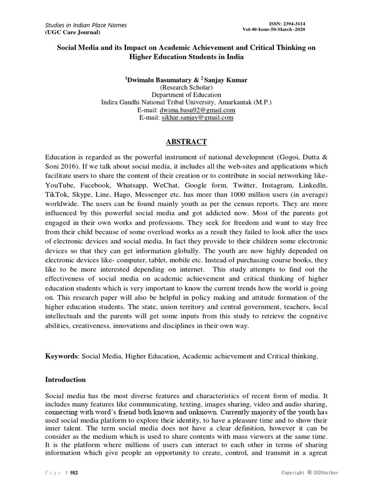 Social Media and Its Impact On Academic | PDF | Social Media | Popular ...