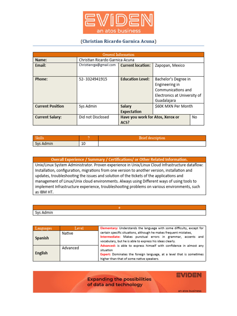 Sys Admin Profile: Christian Garnica | PDF | System Administrator ...
