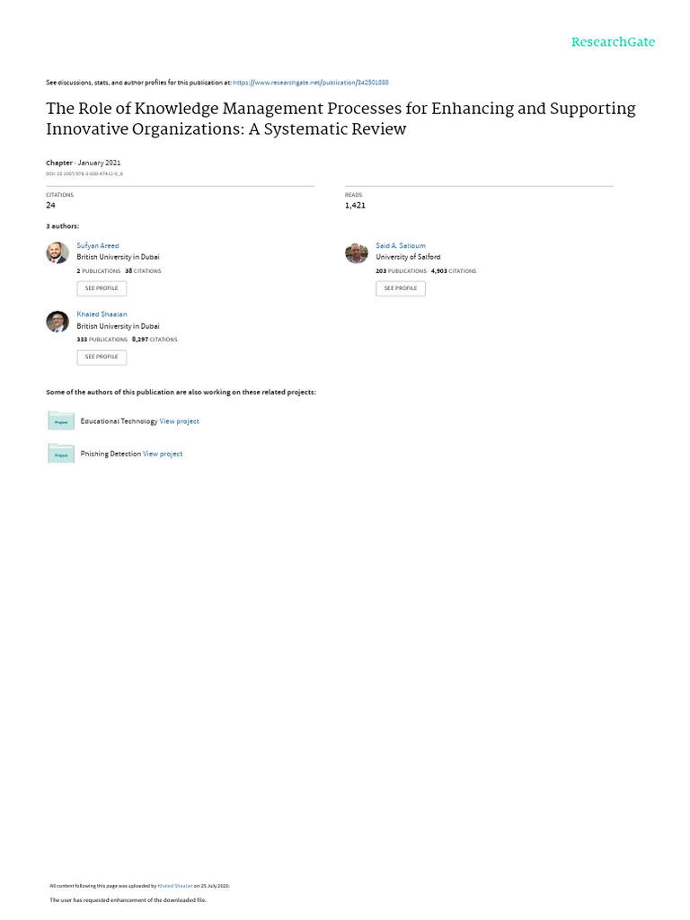 The Role of Knowledge Management | PDF | Innovation | Knowledge