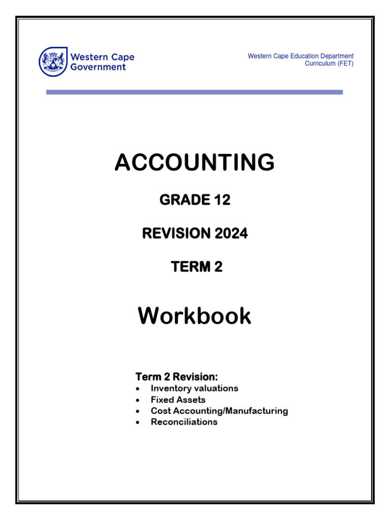 Grade 12 Accounting Term 2 Revision | PDF | Depreciation | Book Value