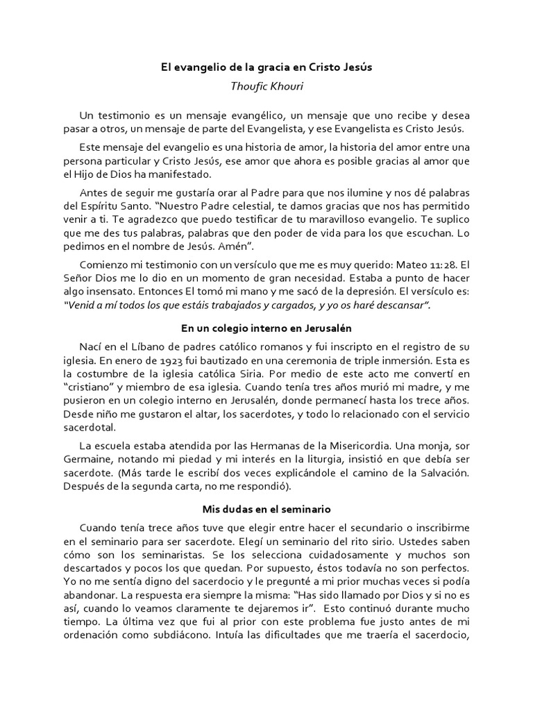 El evangelio de la gracia en Cristo | PDF | Cristo (título) | Jesús