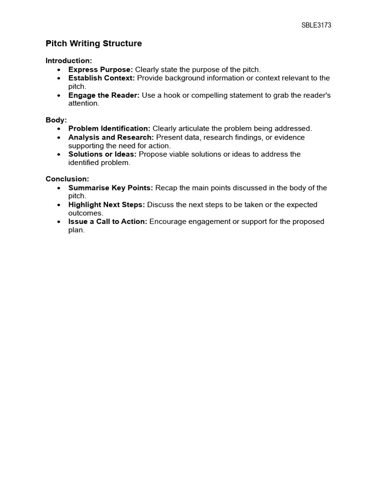 Effective Pitch Writing Guide | PDF | Cognition | Business