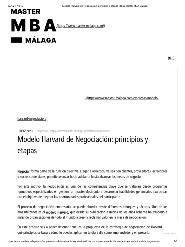 Modelo Harvard De Negociación Principios Y Etapas Blog Máster Mba