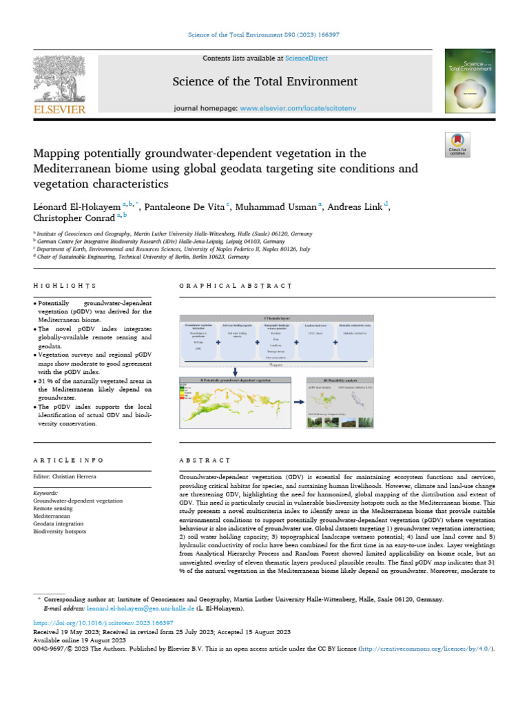 Mapping Groundwater-Dependent Vegetation in the Mediterranean | PDF ...