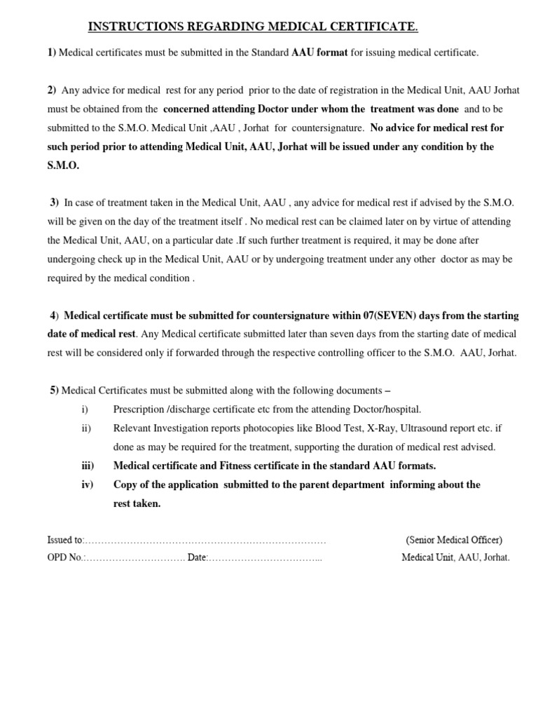 Instruction Regarding Medical Certificate | PDF | Law | Self-Improvement