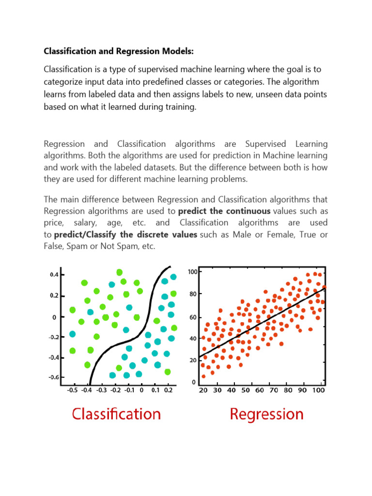 Classification vs. Regression in ML | PDF | Statistical Classification ...