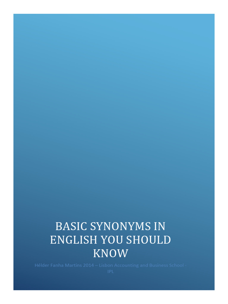 Basic Synonyms in English You Should Know | PDF | General Fiction