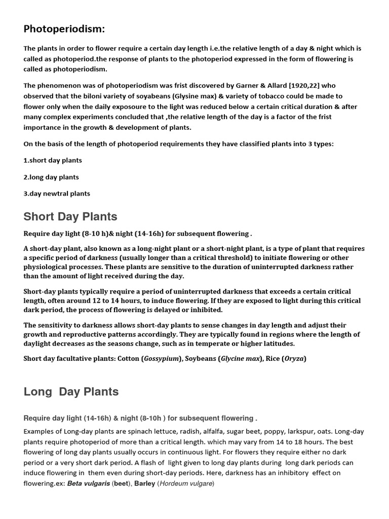 Understanding Photoperiodism in Plants | PDF | Plant Physiology | Biology