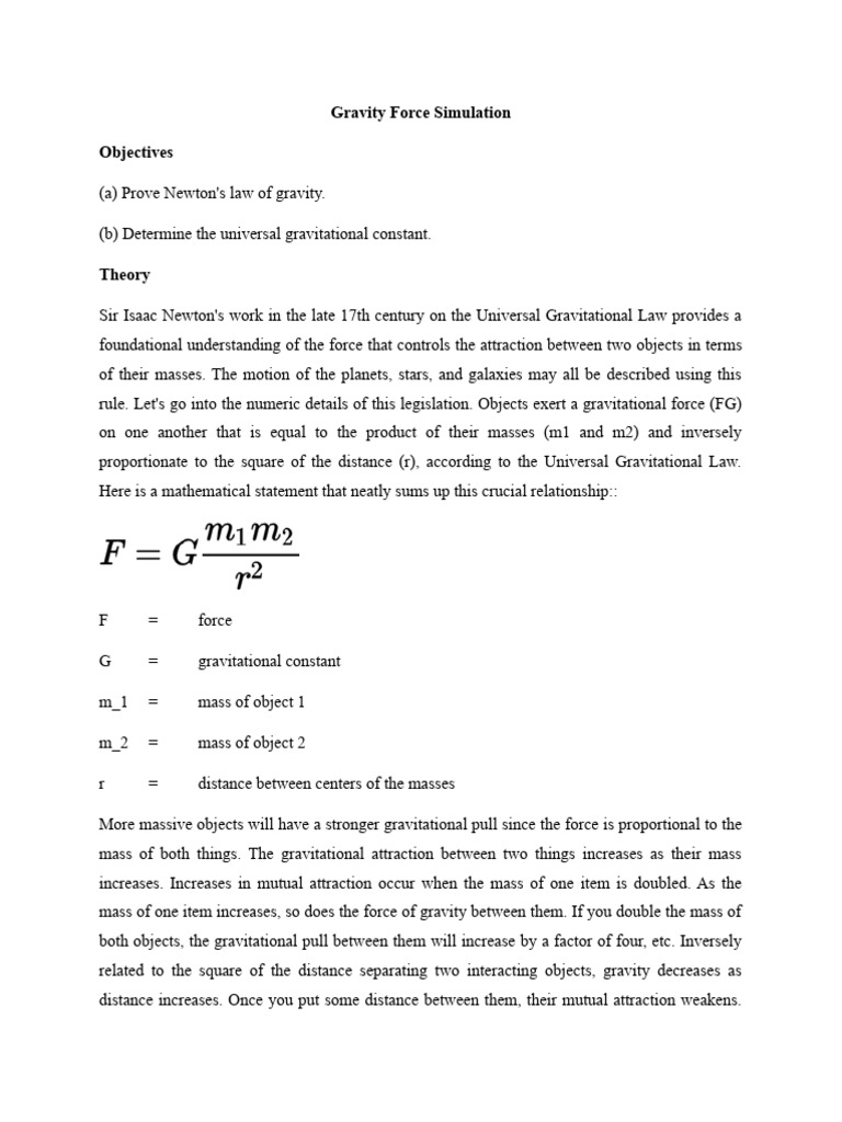 Gravity force simulation pdf gravity force