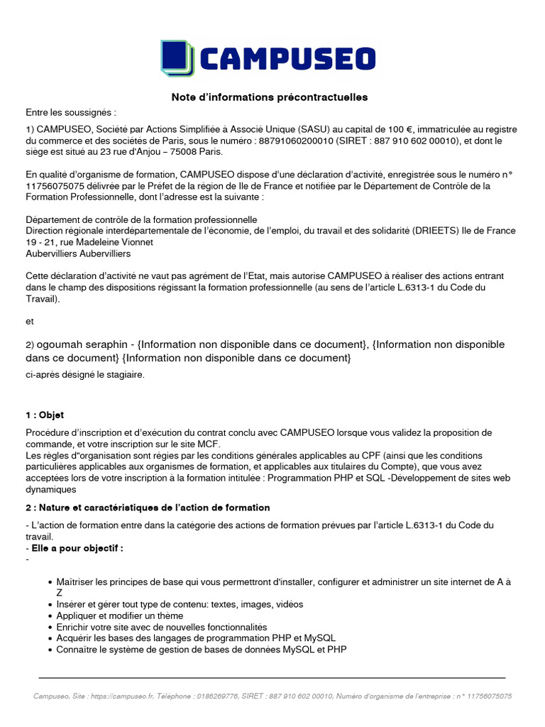Formation PHP et SQL : Inscription et Détails | PDF | Médiation ...