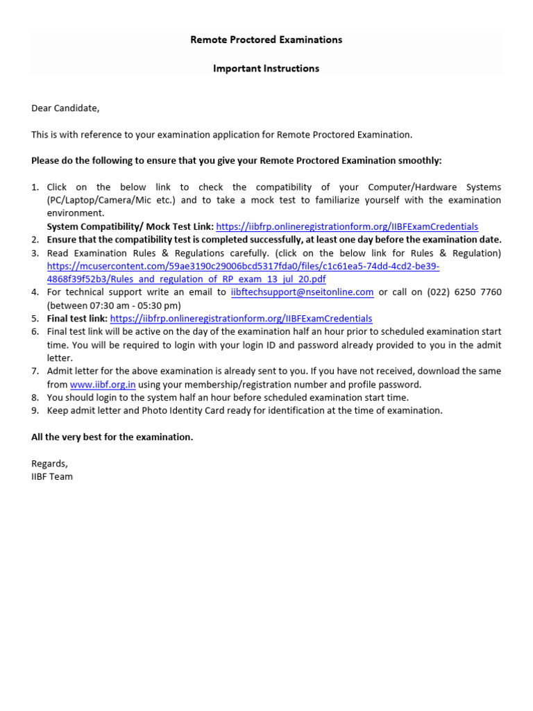 Remote Proctored Exam Instructions | PDF | Business | Computers